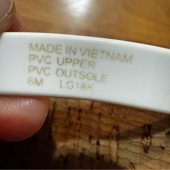 MICHAEL KORS White Jelly Cork Thongs Flat Sandals Size 8 MK Gold Logo Flip Flops - Picture 8 of 9